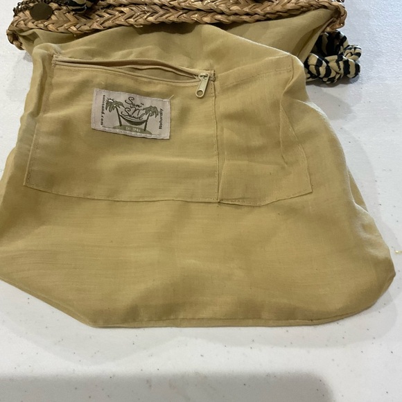 Vintage Sun n’ Sand Animal Print Shoulder Bag Magnetic Straw & Silky Fabric - Picture 7 of 12